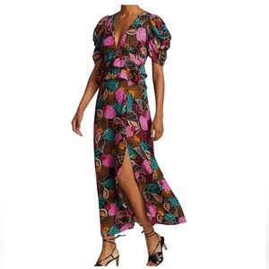 Farm Rio NWT Shell Mix Midi Dress Pink Size S